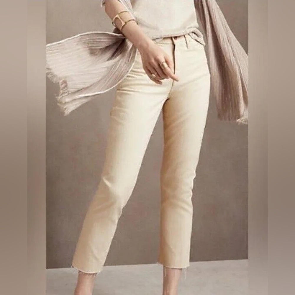 Banana Republic Cream Mid-Rise Skinny Pants Raw Edge Sz 30 Petite Never Worn!